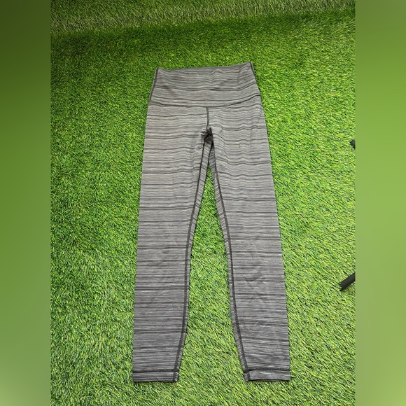 Lululemon High Times Leggings Luxtreme Cyber Stripe Deep Coal Black Size 6 - Picture 1 of 8